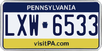 PA license plate LXW6533