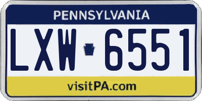 PA license plate LXW6551