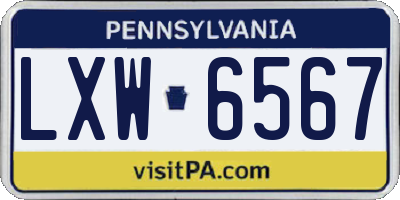 PA license plate LXW6567
