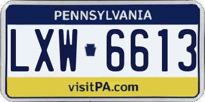 PA license plate LXW6613