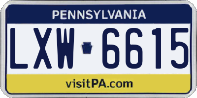 PA license plate LXW6615