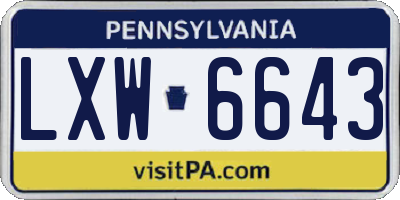 PA license plate LXW6643