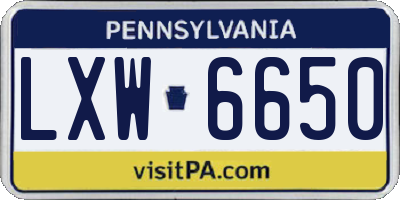 PA license plate LXW6650