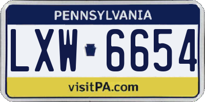 PA license plate LXW6654