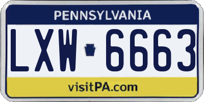 PA license plate LXW6663