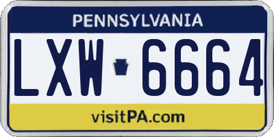 PA license plate LXW6664