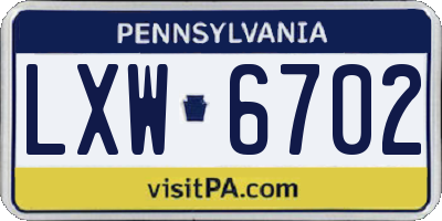 PA license plate LXW6702