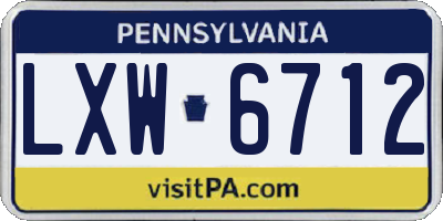 PA license plate LXW6712