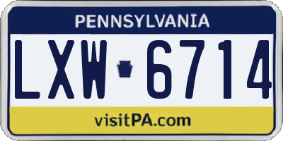 PA license plate LXW6714