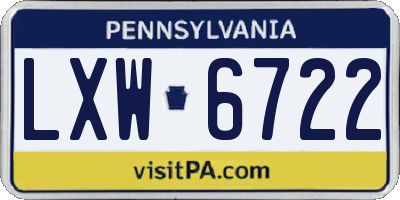PA license plate LXW6722