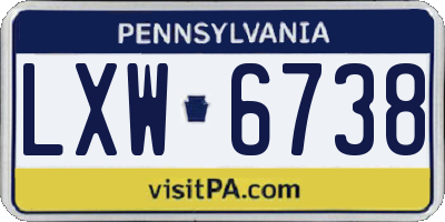 PA license plate LXW6738