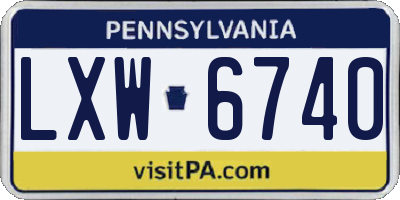 PA license plate LXW6740