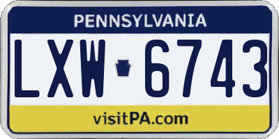 PA license plate LXW6743