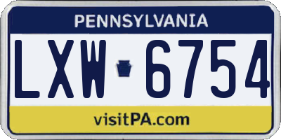 PA license plate LXW6754