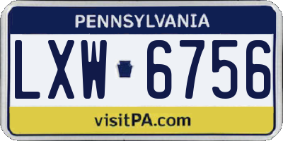 PA license plate LXW6756