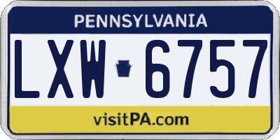 PA license plate LXW6757
