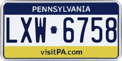 PA license plate LXW6758