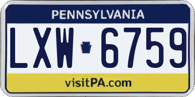 PA license plate LXW6759