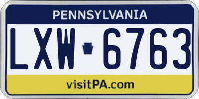 PA license plate LXW6763