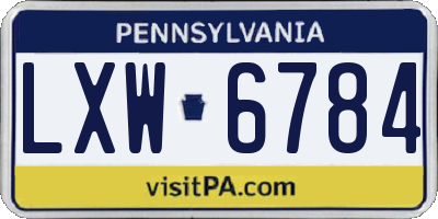 PA license plate LXW6784