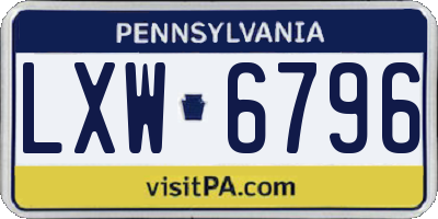 PA license plate LXW6796
