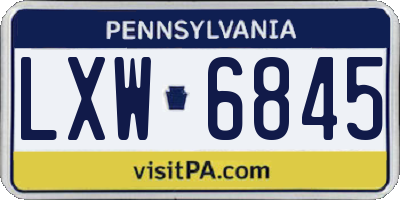 PA license plate LXW6845