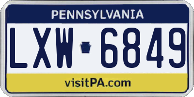PA license plate LXW6849
