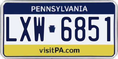 PA license plate LXW6851