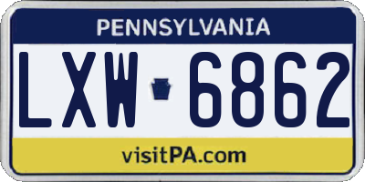 PA license plate LXW6862