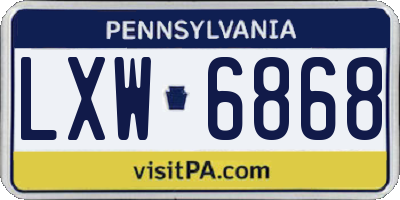 PA license plate LXW6868