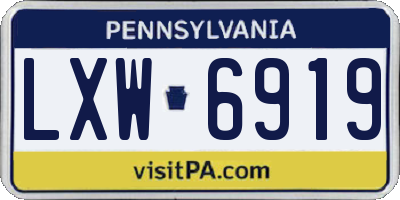 PA license plate LXW6919