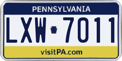 PA license plate LXW7011