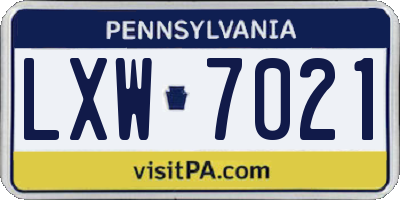 PA license plate LXW7021