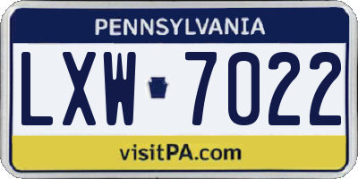 PA license plate LXW7022