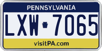 PA license plate LXW7065
