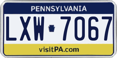 PA license plate LXW7067