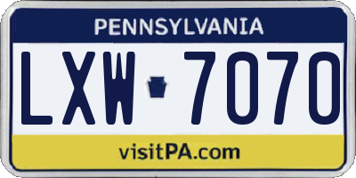 PA license plate LXW7070