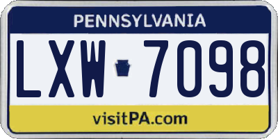 PA license plate LXW7098