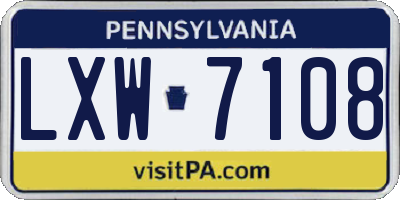 PA license plate LXW7108