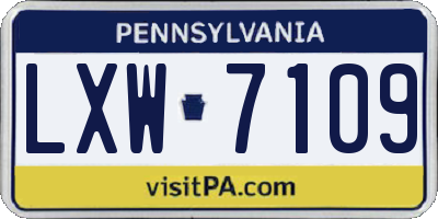 PA license plate LXW7109
