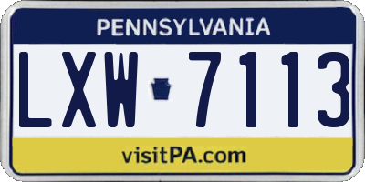 PA license plate LXW7113