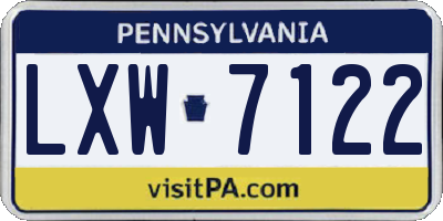 PA license plate LXW7122