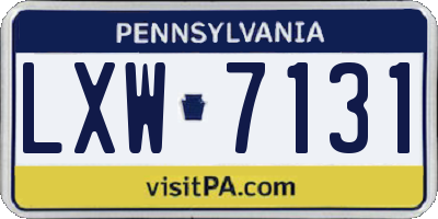 PA license plate LXW7131