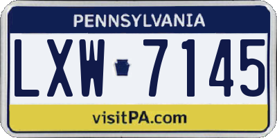 PA license plate LXW7145