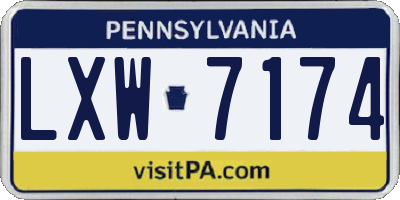 PA license plate LXW7174