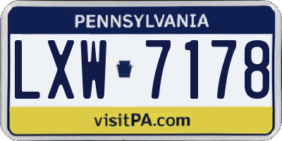 PA license plate LXW7178