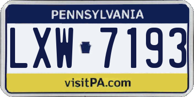 PA license plate LXW7193