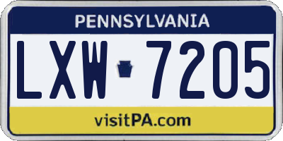 PA license plate LXW7205