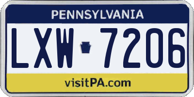 PA license plate LXW7206