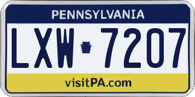 PA license plate LXW7207